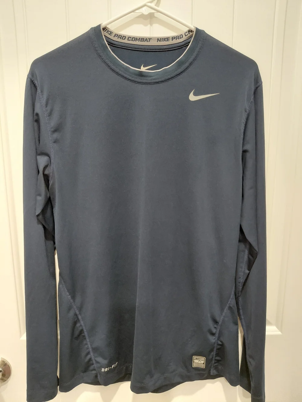 Nike Men’s Long-Sleeve Dri-FIT Crew Shirt - Slate Blue with White Swoosh